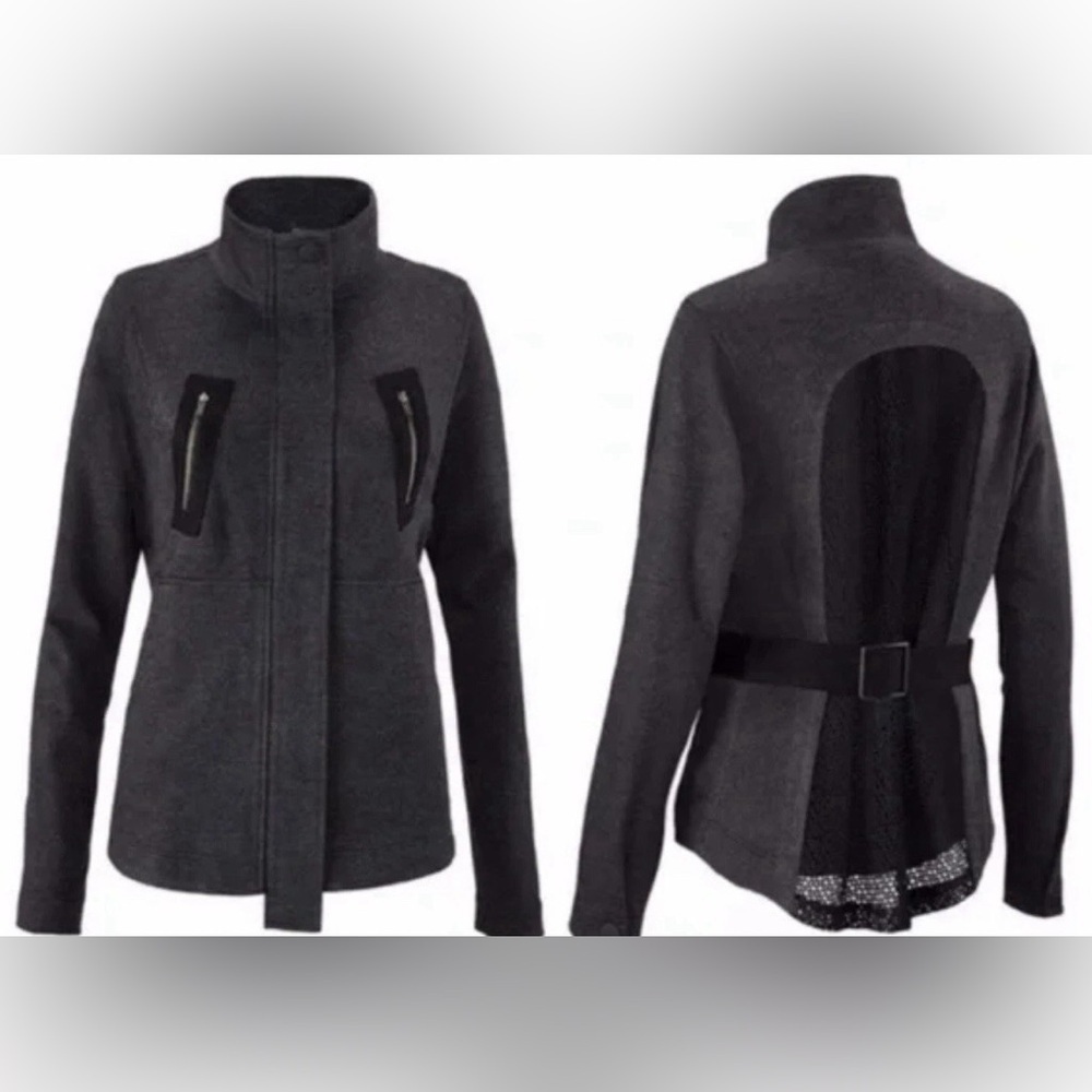 Cabi Grey Cinch Back Zipper Jacket